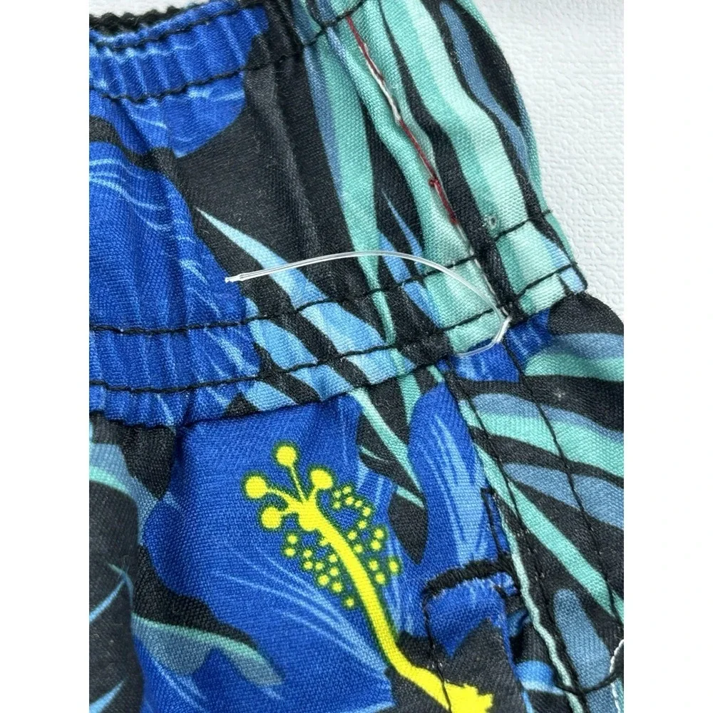 Revolution Boys XL 16/18 Swim Trunks Blue Tropical Hibiscus Floral Board Shorts